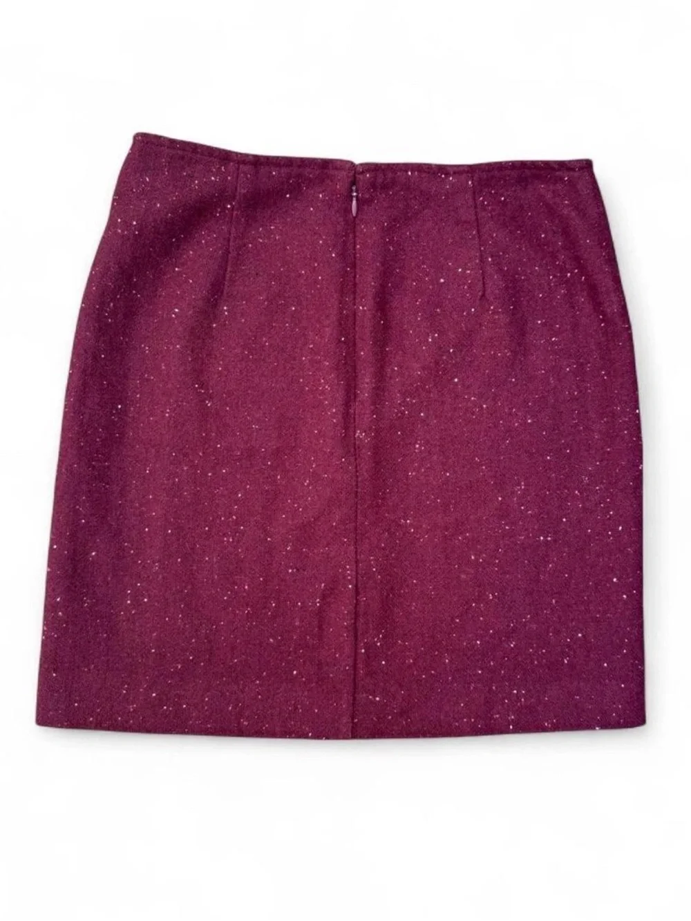 Women’s Speckled Tweed wool blend Mini Skirt in Plum tailored w/buckle